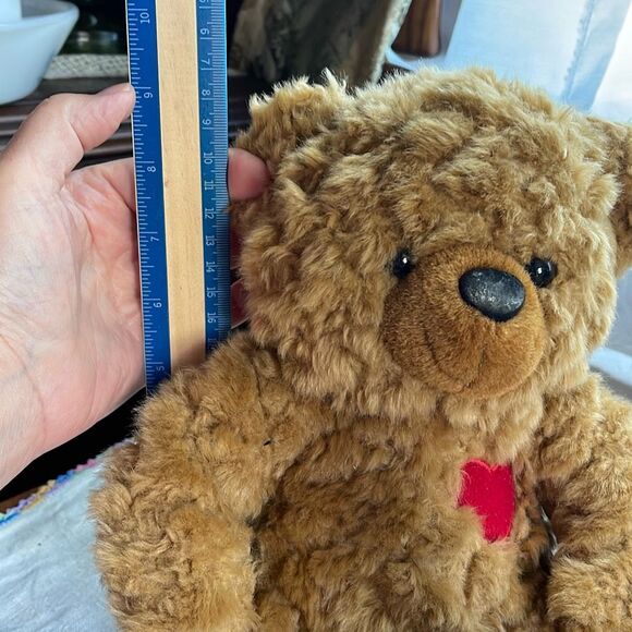 10” DGE plush curly haired Teddy bear with red heart. - Picture 8 of 9